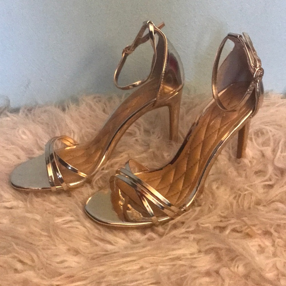 Charlotte Russe metallic gold strappey 3 in heels